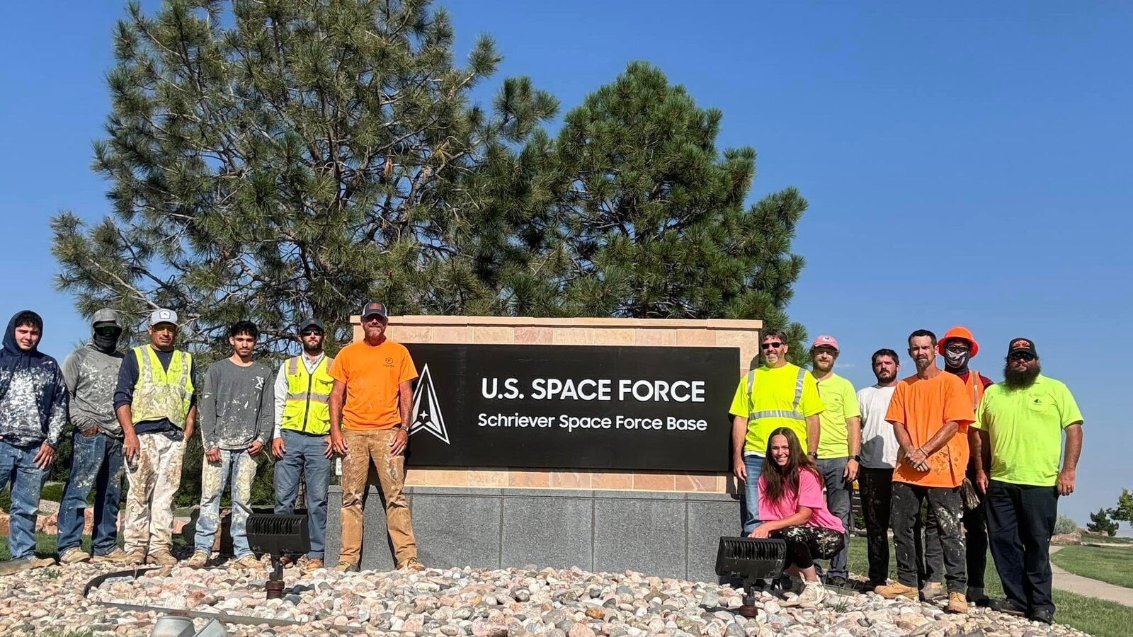 AD Construction crew on-site at Schriever Space Force Base after completing residential repaint project